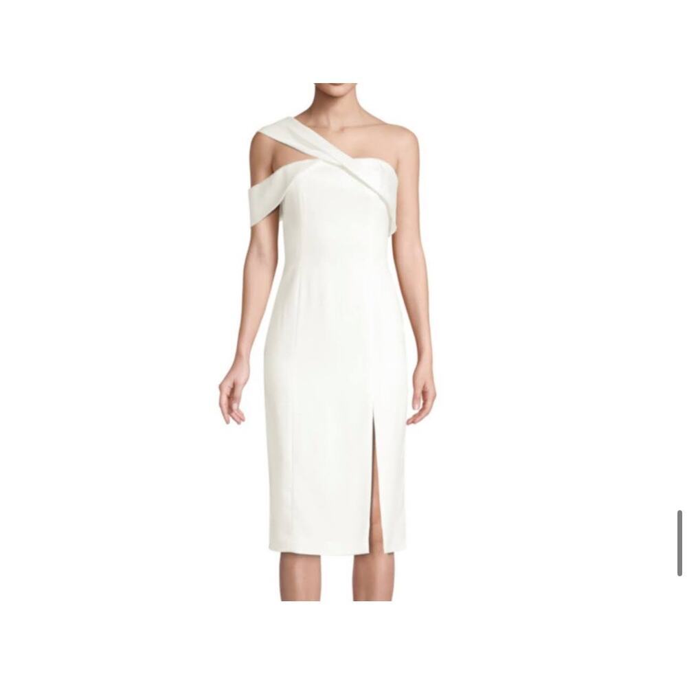 Jay Godfrey One Shoulder Midi Pencil Dress in White Size 6 Side Slit Wedding